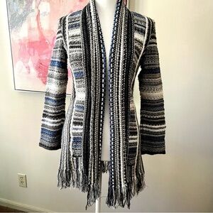 NIC+ZOE Multicolor Striped Fringe Cardigan